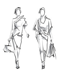 Fashion model. Sketch.