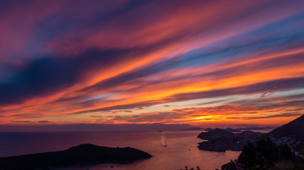 Fototapeta na wymiar Beautiful sunset over Dubrovnik, Croatia.