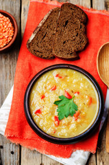 Red lentil vegetable soup