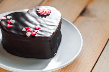 Love cake on the plate