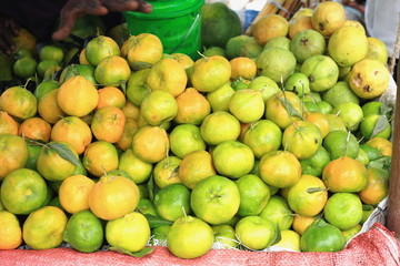 Fruit stall selling tangerines. Gerba town-Ethiopia. 0120