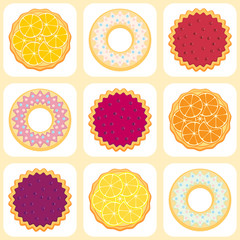 Seamless pattern with fruit pies (vector illustration)