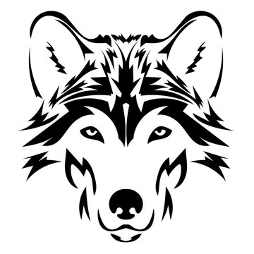Beautiful wolf tattoo.Vector wolf's head as a design element on isolated background