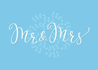 Naklejka na ściany i meble Mr Mrs Wedding simple lettering decor
