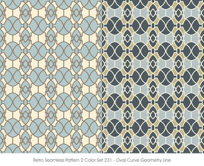 Obraz premium Retro Seamless Pattern 2 Color Set_231 Oval Curve Geometry Line