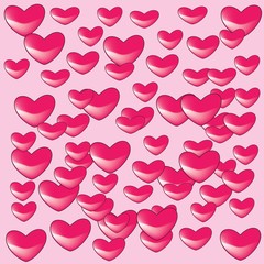 Seamless vector pattern of the small hearts on pink background.