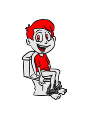 wc little boy sitting funny