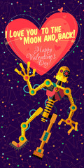 Vector illustration in flat style about Robot. Greeting card