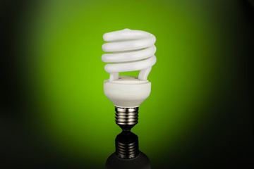 Fluorescent light bulb on color full background