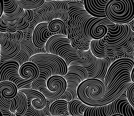 Beautiful abstract wavy seamless pattern with white curling lines. You can use any color of background