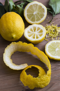 Lemons with peel and zest
