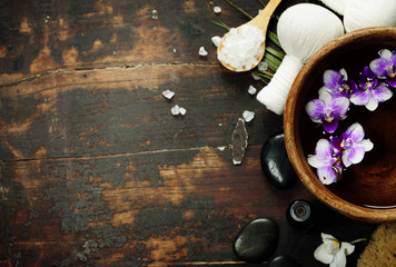 Spa background with floating flowers