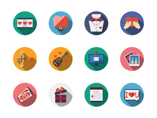 Round colorful romance vector icons