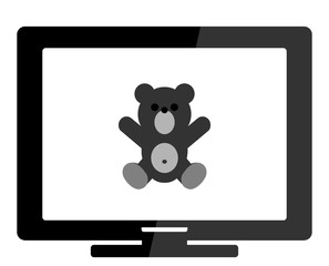 Ours en peluche dans un écran de télévision