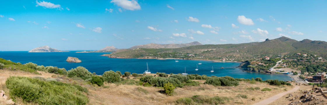 View on a gulf in Aegean sea in Greece