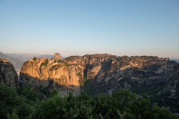 Monastery of the Holy Trinity in Meteora - complex of Eastern Orthodox monasteries at sunrise, Greece