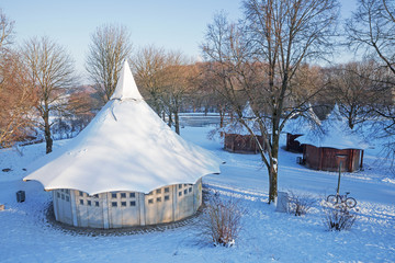 Zelte im Westpark München, Winterstimmung