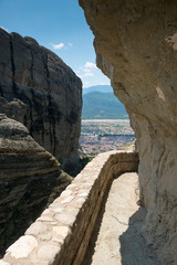 View of Kalabaki city from the Meteora mountains, Greece