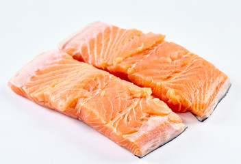 Raw salmon fillets