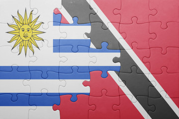 puzzle with the national flag of trinidad and tobago and uruguay