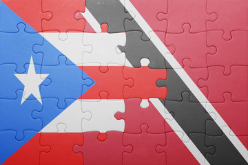 puzzle with the national flag of trinidad and tobago and puerto rico
