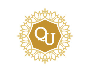 QU initial royal letter logo