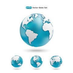 Modern Globe icon set. Planet earth in different views of the continents. Vector design elements.