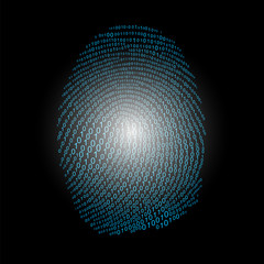 Fingerprint made with binary code concept, vector