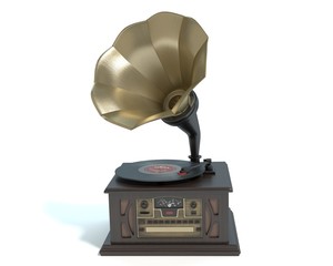 3d illustration of an old record player