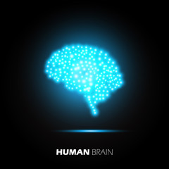 Sparkling Human brain concept. Vector design illustration .