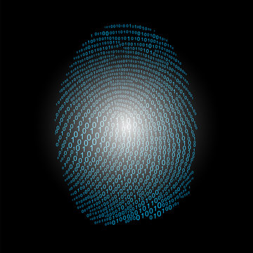 Fingerprint made with binary code concept, vector