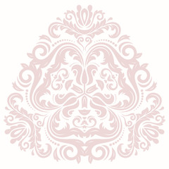 Damask floral triangular pink pattern with oriental elements. Abstract traditional ornament