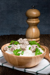 Rice soup with minced pork