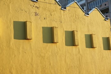 Old yellow house wall