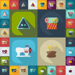 Flat concept, set modern design with shadow sewing