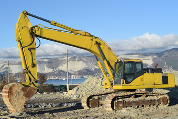 Yellow excavator