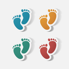Paper clipped sticker: Footprint symbol.