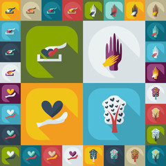 Flat concept, set modern design with shadow family