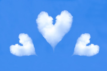 Heart clouds in the blue sky