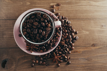 Cup of coffee beans