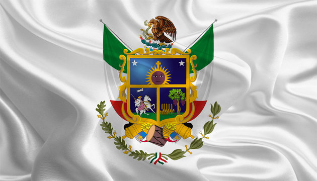 Waving Fabric Flag of Queretaro, Mexico