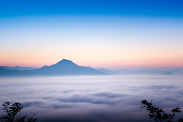 sunlight and fog at phu thok
