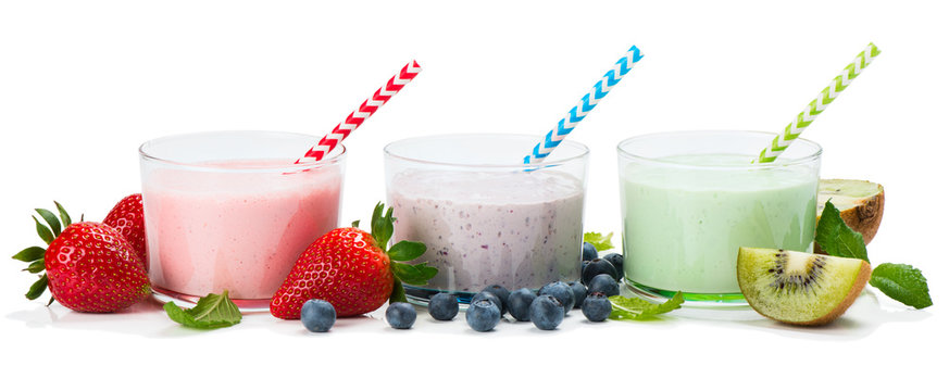 Berry yogurts in the glasses
