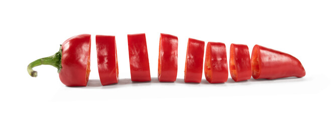  cut red pepper on a white background