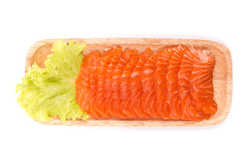 Sashimi salmon sliced