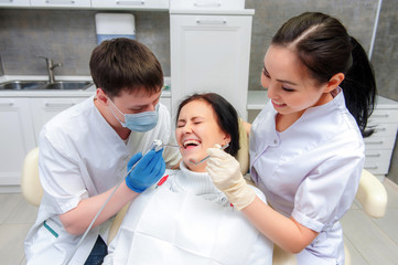 Female patient with open mouth
