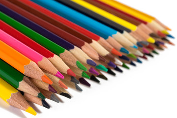 Fototapeta premium Color pencils on white background