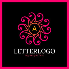 Sun Heart Abstract Logo. Letter A in middle