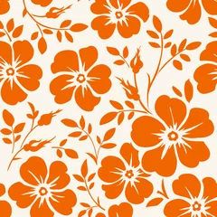 Behang Oranje Naadloos bloemenpatroon