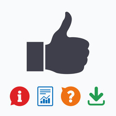 Obraz premium Like sign icon. Hand finger up symbol.